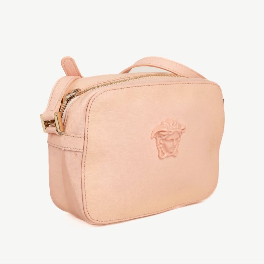 Versace Elegant Black Crossbody Bag with Gold Accents